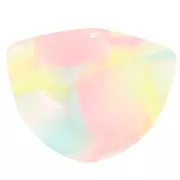 Pendentif géométrique en acétate 35x45 mm - Marbré Corail - Jaune - Bleu nacré x1