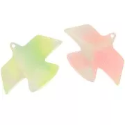 Pendentif aigle 25x35.5 mm en acétate - Marbré Corail - Jaune - Bleu nacré x1