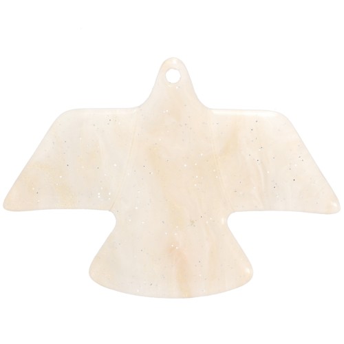 Pendentif aigle 25x35.5 mm en acétate opaque - Marbré Beige nacré pailleté x1