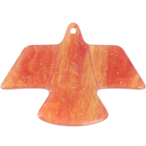 Pendentif aigle 25x35.5 mm en acétate opaque - Marbré Cuivré doré pailleté x1