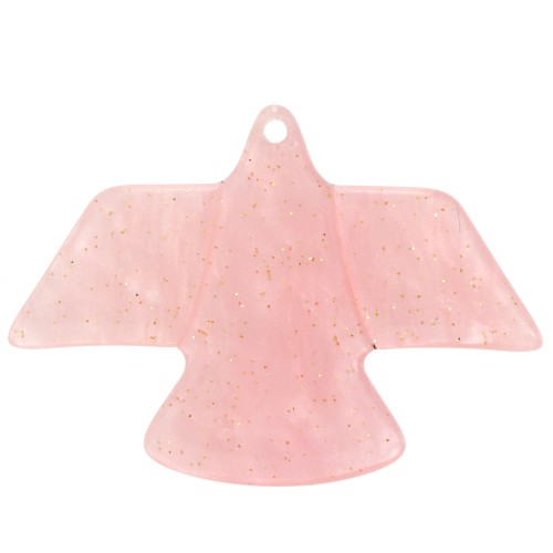 Pendentif aigle 25x35.5mm en acétate opaque Marbré Rose clair nacré pailleté x1
