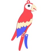 Pendentif perroquet 68x19mm en plexiglass - effet mirroir - Rouge - Bleu - Doré x1|raw }}
