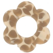 Pendentif fleur 18 mm en acétate - Tacheté Caramel - Beige x1|raw }}