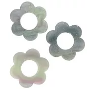 Pendentif fleur 18 mm en acétate - Pailleté Vert de gris irisé x1