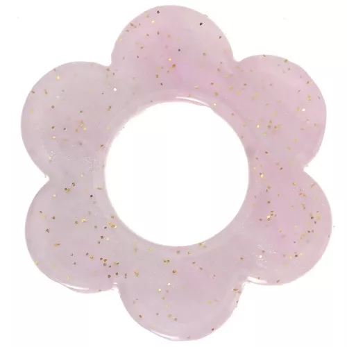Pendentif fleur 18 mm en acétate - Pailleté Lilas marbré x1