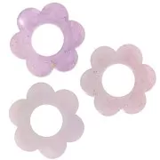 Pendentif fleur 18 mm en acétate - Pailleté Lilas marbré x1