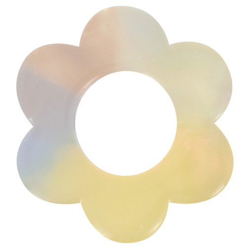 Pendentif fleur 18 mm en acétate - Ecaille de tortue - Jaune - Orange nacré x1