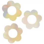 Pendentif fleur 18 mm en acétate - Ecaille de tortue - Jaune - Orange nacré x1