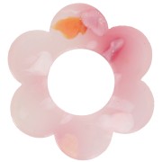 Pendentif fleur 18 mm en acétate - Tacheté Rose - Blanc nacré x1