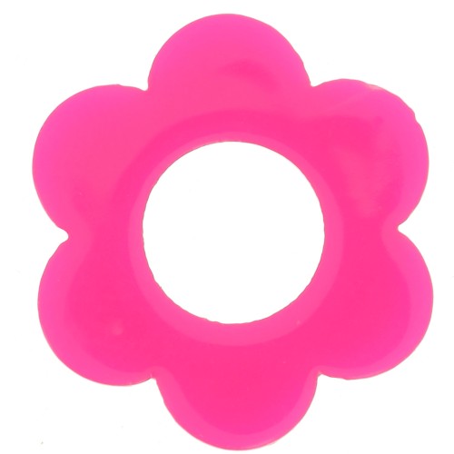 Pendentif fleur 18 mm en acrylique - Rose fluo x1