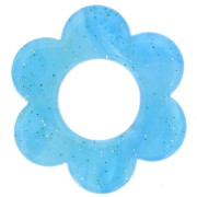Pendentif fleur 18 mm en acétate - Pailleté Multi-bleu marbré x1|raw }}
