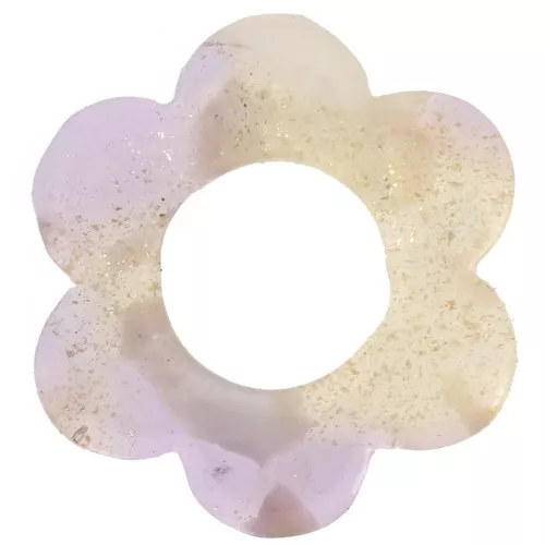 Pendentif fleur 18 mm en acétate - Ecaille de tortue - Mauve - Blanc nacré x1