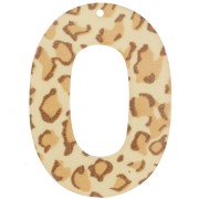 Pendentif ovale évidé en acrylique 47x34 mm - Guépard Beige - Marron clair x1|raw }}