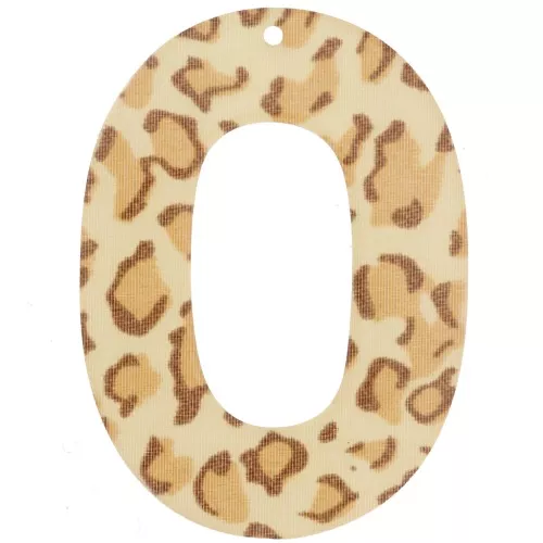 Pendentif ovale évidé 47x34 mm en acrylique - Guépard Beige - Marron clair x1