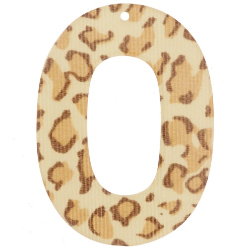 Pendentif ovale évidé en acrylique 47x34 mm - Guépard Beige - Marron clair x1