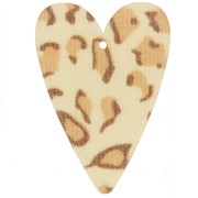 Pendentif coeur 34x24 mm en acrylique - Guépard Beige - Marron clair x1