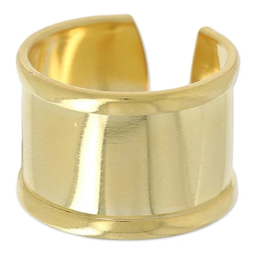 Bague réglable avec rebord courbé 15 mm - Taille 53 à 56 - Doré à l'or fin x1