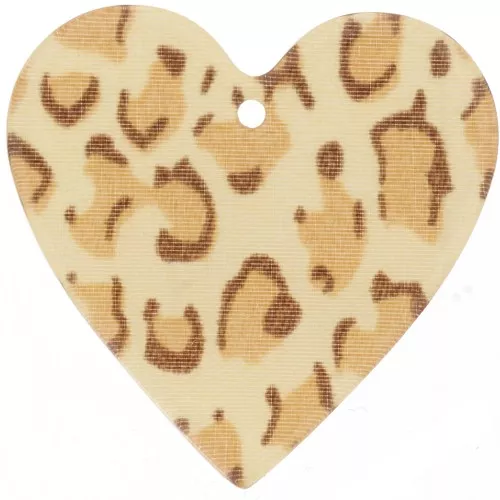 Pendentif coeur 31x32 mm en acrylique - Guépard Beige - Marron clair x1
