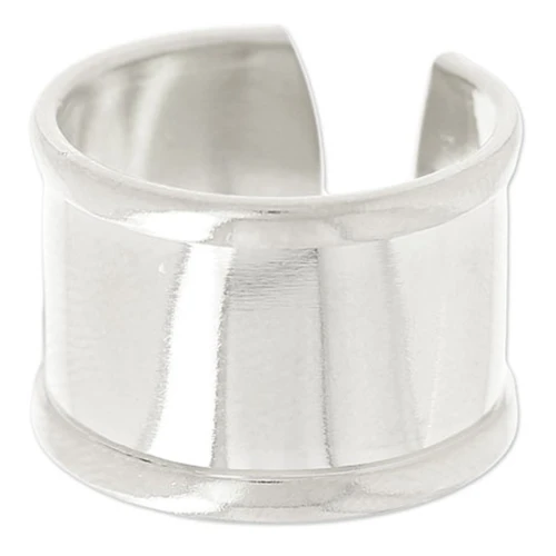 Bague en laiton avec rebord courbé 15 mm argenté x1