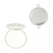Bague en laiton serti pour cabochon fond plat 16 mm argenté x1|raw }}
