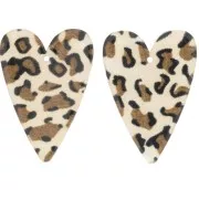 Pendentif coeur 34x24 mm en acétate - Guépard Marron - Noir x1