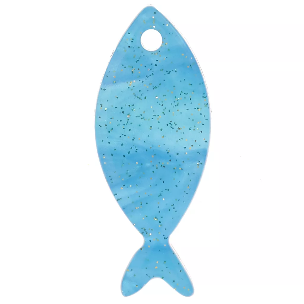 Lot De 5 Perles En Nacre – Forme Poisson Bleu Turquoise 23mm – Parfaites Pour Créations Bijoux