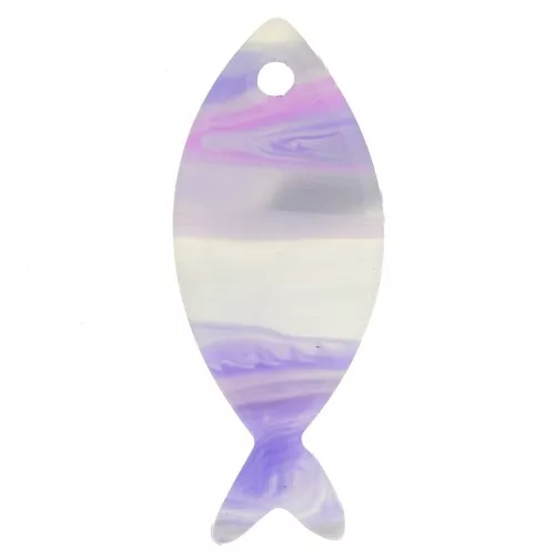 Pendentif poisson 25x10 mm en acétate - Marbré Mauve - Gris x1
