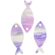Pendentif poisson 25x10 mm en acétate - Marbré Mauve - Gris x1