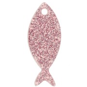 Pendentif poisson 25x10 mm en acrylique - Pailleté Vieux rose x1|raw }}