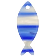 Pendentif poisson 25x10 mm en acétate - Rayé - Bleu foncé - Blanc nacré x1|raw }}