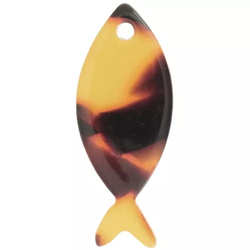 Pendentif poisson 25x10 mm en acétate - Ecaille de tortue - Marron - Noir x1