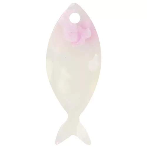Pendentif poisson 25x10 mm en acétate - Terrazzo Translucide - Rose - Violet x1