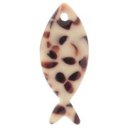 Pendentif poisson 25x10 mm en acétate - Tacheté Marron - Crème x1|raw }}