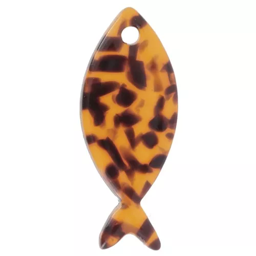 Pendentif poisson 25x10 mm en acétate - Terrazzo Marron - Noir x1
