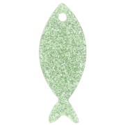 Pendentif poisson 25x10 mm en acrylique - Pailleté Vert mousse x1