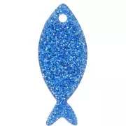 Pendentif poisson 25x10 mm en acrylique - Pailleté Bleu roi x1