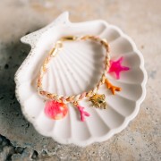 Pendentif étoile de mer 20 mm en acétate - Tacheté Marron - Crème x1