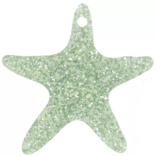 Pendentif étoile de mer 20 mm en acrylique - Pailleté Vert mousse x1