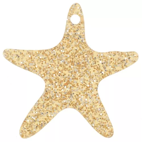 Pendentif étoile de mer 20 mm en acrylique - Pailleté Doré x1