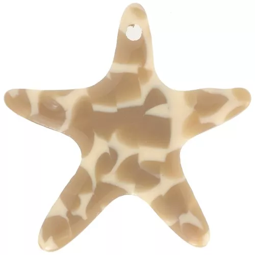 Pendentif étoile de mer 20 mm en acétate - Tacheté Caramel - Beige x1