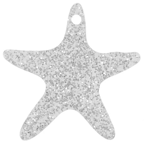 Pendentif étoile de mer 20 mm en acrylique - Pailleté Argenté x1