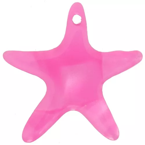 Pendentif étoile de mer 20 mm en acétate transparente - Marbré Framboise nacré x1