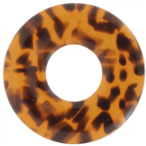 Pendentif donuts 20 mm en acétate - Terrazzo Marron - Noir x1