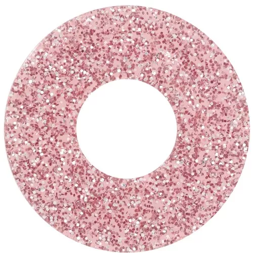 Pendentif donuts 20 mm en acrylique - Pailleté Vieux rose x1