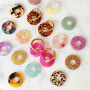 Pendentif donuts 20 mm en acrylique - Pailleté Bronze x1