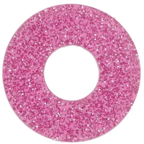 Pendentif donuts 20 mm en acrylique - Pailleté Rose x1