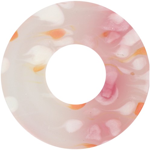 Pendentif donuts 20 mm en acétate - Tacheté Rose - Blanc nacré x1