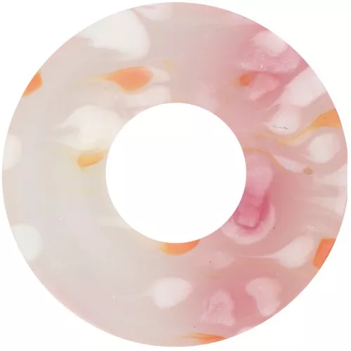 Pendentif donuts 20 mm en acétate - Tacheté Rose - Blanc nacré x1