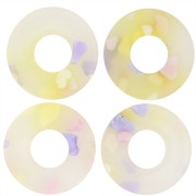 Pendentif donuts 20 mm en acétate - Terrazzo Translucide - Rose - Violet x1