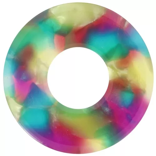 Pendentif donuts 20 mm en acétate - Ecaille de tortue - Turquoise - Fuchsia x1